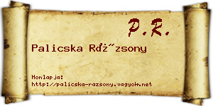 Palicska Rázsony névjegykártya